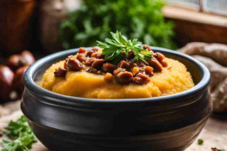 polenta di castagne al ragù preparazione